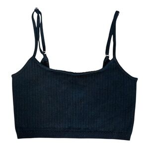 Free People Intimately Rib Knit Spaghetti Strap Cropped Cami Tank Black Medium